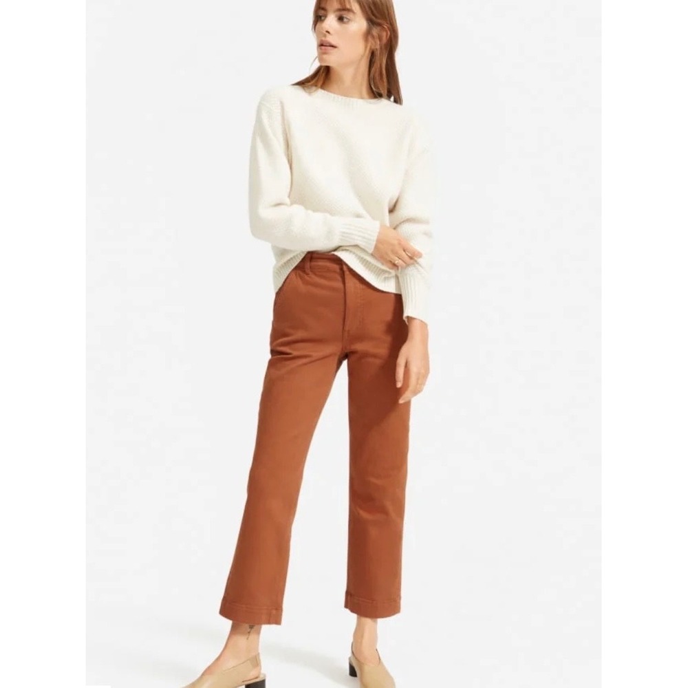 Everlane The Straight Leg Crop Pants Cocoa Brown High Rise Size 6 Minimalist
